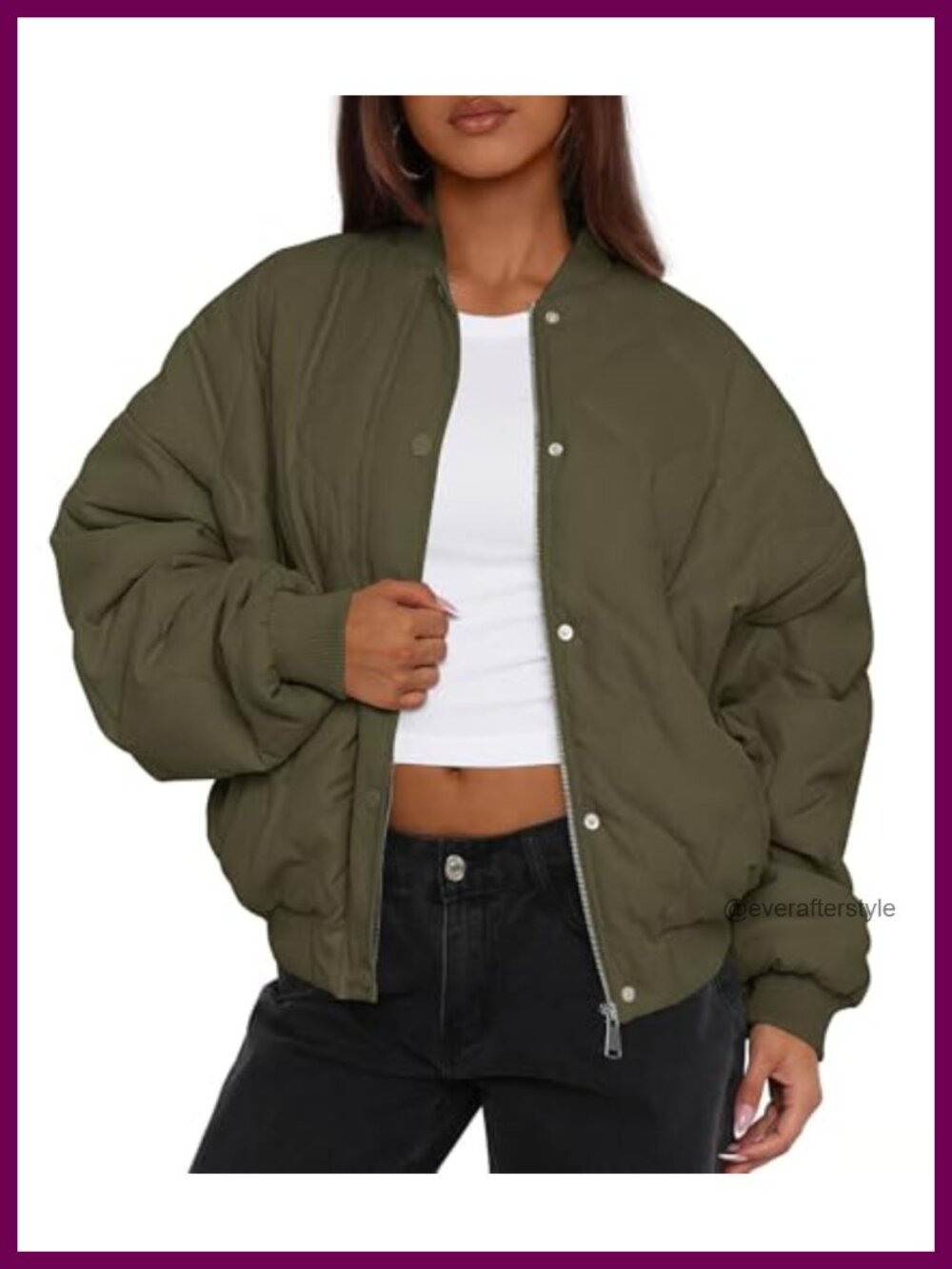 PRETTYGARDEN Quilted Bomber Jacket Zip Up Cropped Winter Coat